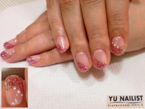 ラメの斜めフレンチ