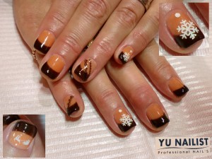 オレンジとこげ茶